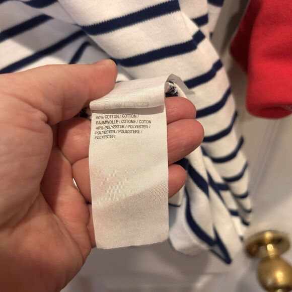 Quaker Factory Striped Patriotic V-Neck 3X Sequin Flags America Red White Blue - Picture 8 of 8